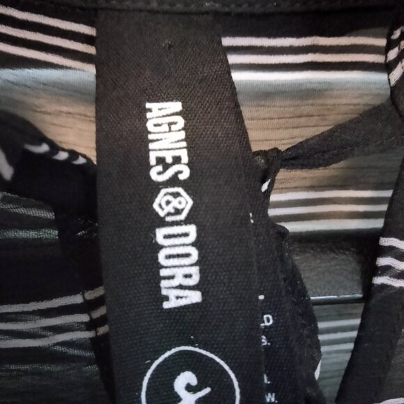 Agnes and Dora sheer black and white striped blouse - Picture 4 of 5